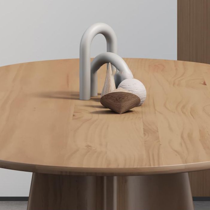 Mesa de comedor ovalada de madera maciza, muebles modernos con pedestal doble en acabado mate para interiores
