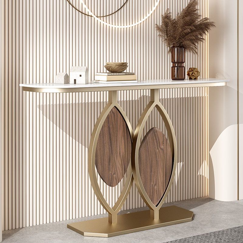 Glam Iron Console Sofa Tafel Half Moon Stone Console Accent Table voor Hall