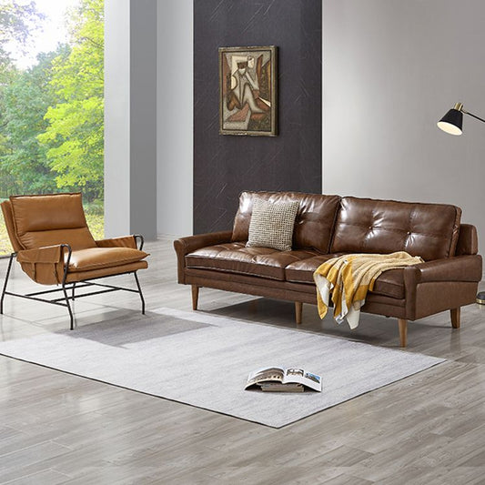 Massives Holz runde Armsofa Wohnzimmer Tufted Ledersofa 32,28 "h