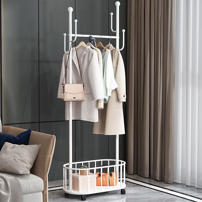 Modern Coat Rack Free Standing Hooks Design Metallic Coat Hanger with Universal Wheel Clearhalo 'Entry & Mudroom Furniture' 'furn' 'furn_hall_tree_coat_racks' 'Furniture' 'Hall Trees & Coat Racks' 'hall_tree_coat_racks' 1200x1200_ed8ca008-974c-47c7-a06b-a81c8b16c661
