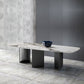 Sintered Stone Top Dining Table Rectangle Table with Grey Metal Base and Double Pedestal Clearhalo ' dining_table' 'Dining Tables & Seating' 'Dining Tables' 'furn' 'furn_dining_table' 'Furniture' 'furniture_dining_table' 'Kitchen & Dining Furniture' 'kitchen&dining_furn' 'kitchen' 'kitchen_dining_table' 1200x1200_ed8d1bc8-a2ff-463e-845b-10eda18ae9f9