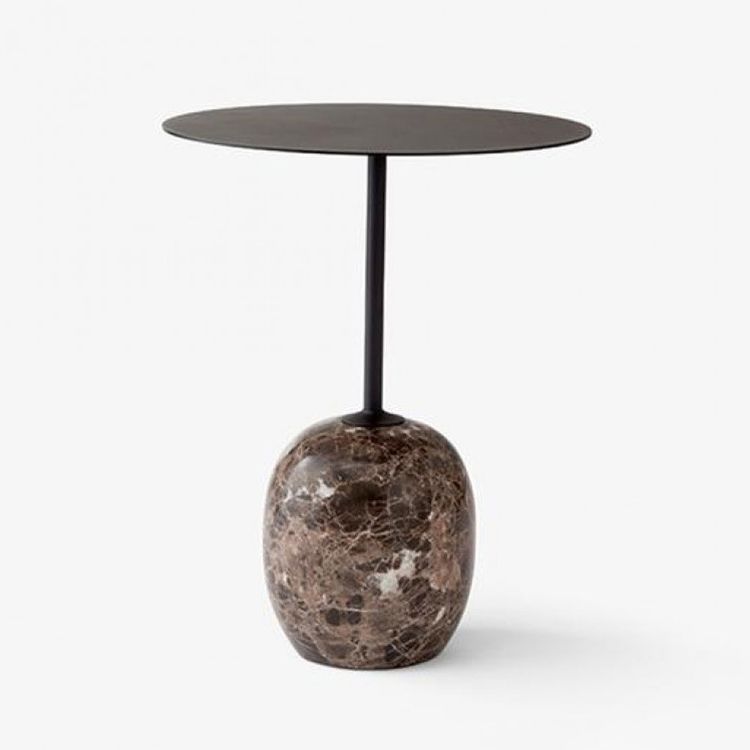 Round Metal Table Marble Pedestal Base Medieval Modern Style Side Table Clearhalo 'Coffee & Accent Tables' 'End & Side Tables' 'end_side_tables' 'furn' 'furn_end_side_tables' 'Furniture' 'Living Room Furniture' 1200x1200_ed8d65ed-e838-4287-80fa-364bdb070b64