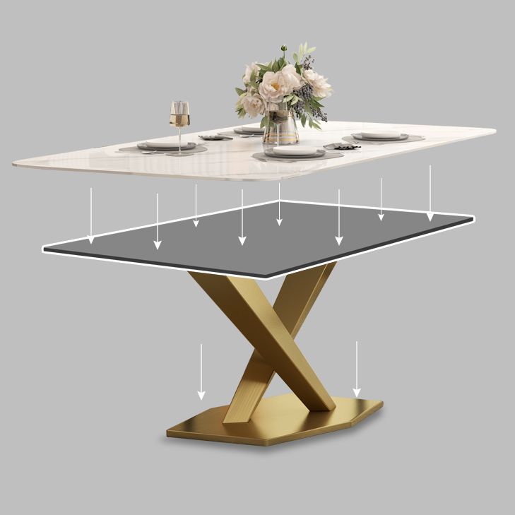 Metal Contemporary Rectangular Table Sintered Stone Table for Dining Room Clearhalo ' dining_table' 'Dining Tables & Seating' 'Dining Tables' 'furn' 'furn_dining_table' 'Furniture' 'furniture_dining_table' 'Kitchen & Dining Furniture' 'kitchen&dining_furn' 'kitchen' 'kitchen_dining_table' 1200x1200_ed8dbb86-c483-44cf-9e08-e820c0e8b78e