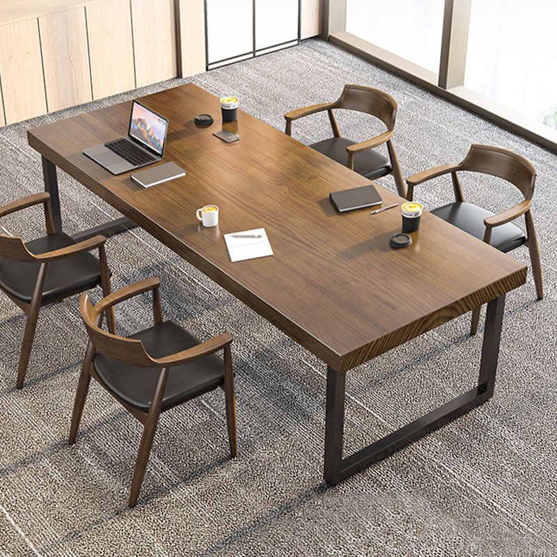 Solid Wood Contemporary Writing Desk Bedroom Office Desk with Black Legs Clearhalo 'furn' 'furn_office_desk' 'Furniture' 'Office Desks' 'Office Furniture' 'office_desk' 1200x1200_ed8f77dd-4fe2-43e3-a4f3-84328c959571