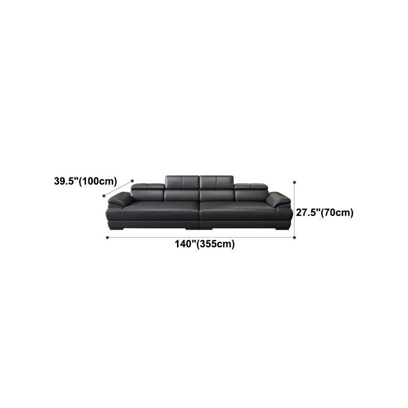 Genuine Leather Pillow Top Arm Sectional Sofa 27.55"High Cushion Back Sofa,Black Clearhalo 'furn' 'furn_sectionals' 'Furniture' 'Living Room Furniture' 'Sectionals' 1200x1200_ed904e5a-7c31-4ad4-9509-c86236ad704c