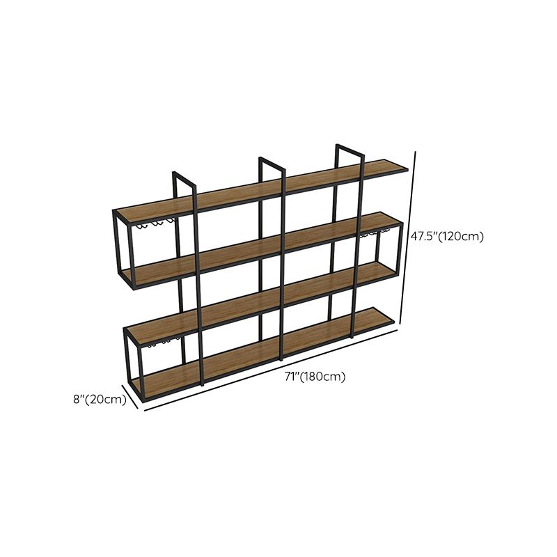 Wall Mounted Wine Rack Kit Metal and Wood Wine Holder Rack in Brown and Black Clearhalo 'furn' 'furn_wine_racks' 'Furniture' 'Kitchen & Dining Furniture' 'Wine Racks' 'wine_racks' 1200x1200_ed918b6d-698b-425e-8ba5-53e5ea7381bc