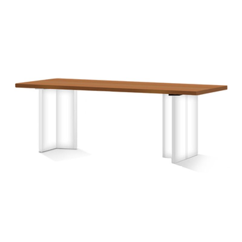 Modern Solid Wood Dining Table Natural Oak Rectangular Top with Double Pedestal Clearhalo 'Dining Tables & Seating' 'Dining Tables' 'dining_table' 'furn' 'furn_dining_table' 'Furniture' 'Kitchen & Dining Furniture' 1200x1200_ed91d447-9b73-419e-91c1-caa0352ca8ce