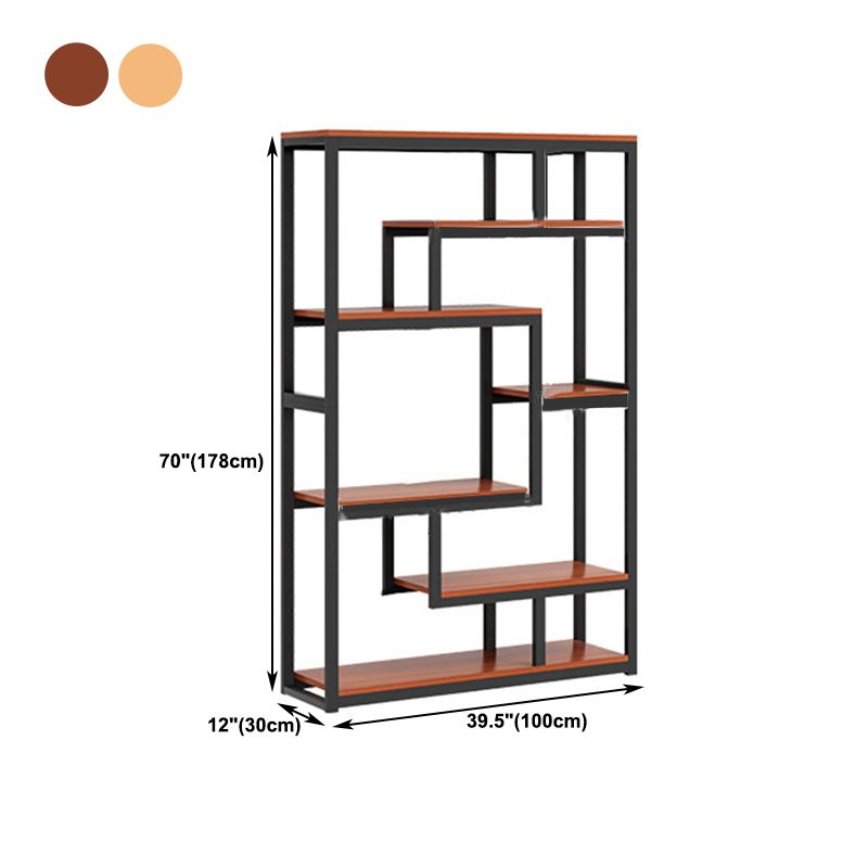 Geometrische boekplank houten en metalen boekenkast voor thuiskantoor