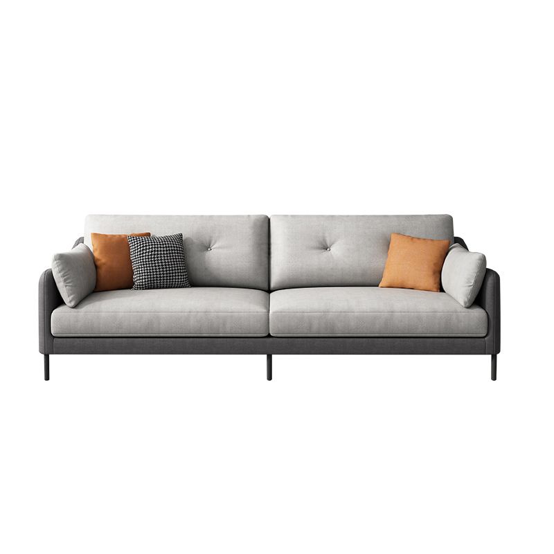 Contemporary Faux Leather Sloped Arm Sofa with Bolster Pillows for Apartment Clearhalo 'furn' 'furn_sofas' 'Furniture' 'furniture_sofas' 'kitchen' 'kitchen_sofas' 'Living Room Furniture' 'Sofa' 'sofas' 1200x1200_ed96c8ac-4134-4736-ae4b-b1b92596327c