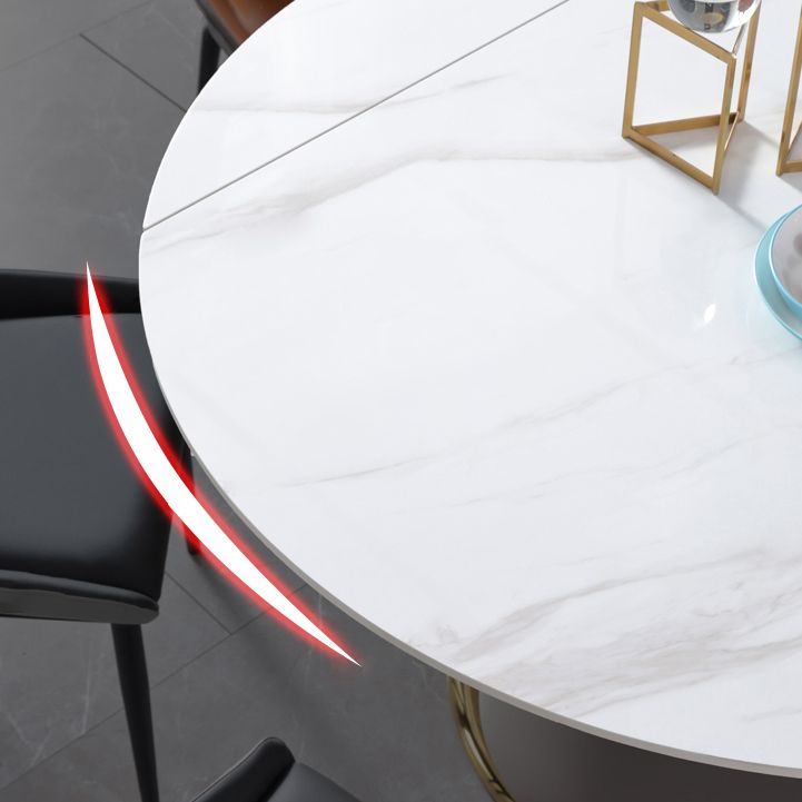 Glam Leatherwear Dinette Set 1/2/5/7 Pieces Round Scalable Sintered Stone Dining Table Set Clearhalo 'Dining Room Sets' 'Dining Tables & Seating' 'dining_room_set' 'furn' 'furn_dining_room_set' 'Furniture' 'furniture_dining_room_set' 'Kitchen & Dining Furniture' 1200x1200_ed991f68-2b89-419a-ba6d-7a1fc7dd70a1