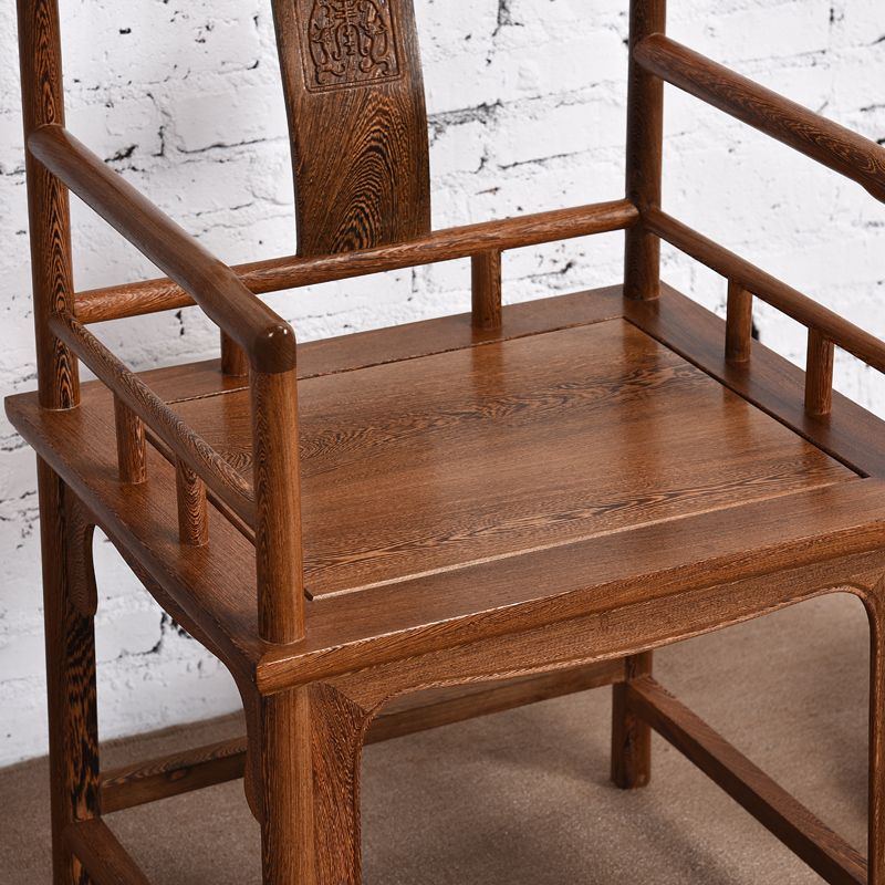 Traditional Style Dining Chair Solid Wood Slat Back Arm Chair for Home