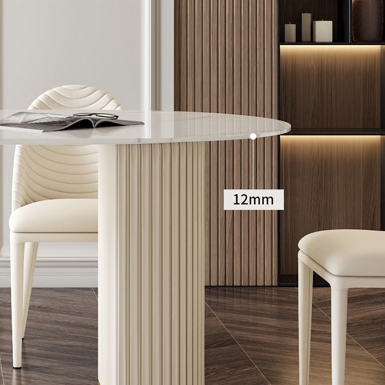 Oval Traditional Luxury Dining Table White Sintered Stone Table with White Double Pedestal Clearhalo ' dining_table' 'Dining Tables & Seating' 'Dining Tables' 'furn' 'furn_dining_table' 'Furniture' 'furniture_dining_table' 'Kitchen & Dining Furniture' 'kitchen&dining_furn' 'kitchen' 'kitchen_dining_table' 1200x1200_ed999939-3216-4468-8324-f1d2129efa6f