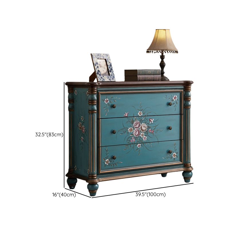 Commode de rangement en bois de commode traditionnelle ornée avec tiroirs pour chambre à coucher