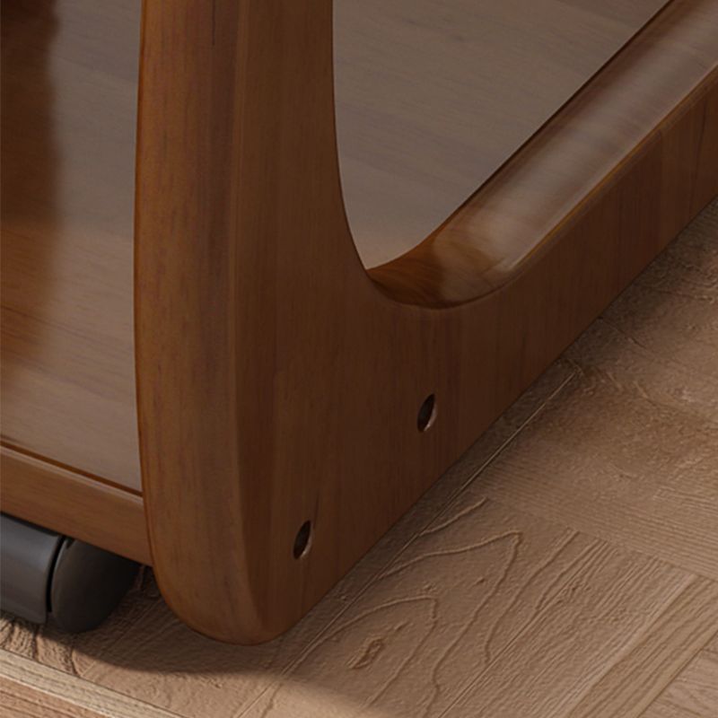 Nordic Style Rectangular Solid Wood Table with Wheel Base Coffee Table