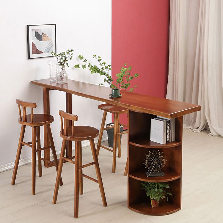 Contemporary Rectangle Bar Dining Table Wood Bar Height Table with Shelves Clearhalo 'Bar Furniture' 'Bar Tables' 'bar_tables' 'furn' 'furn_bar_tables' 'Furniture' 'furniture_bar_tables' 'Kitchen & Dining Furniture' 'kitchen&dining_furn' 'kitchen' 1200x1200_ed9bdf5f-13a3-4469-9d4c-207f7456c76d