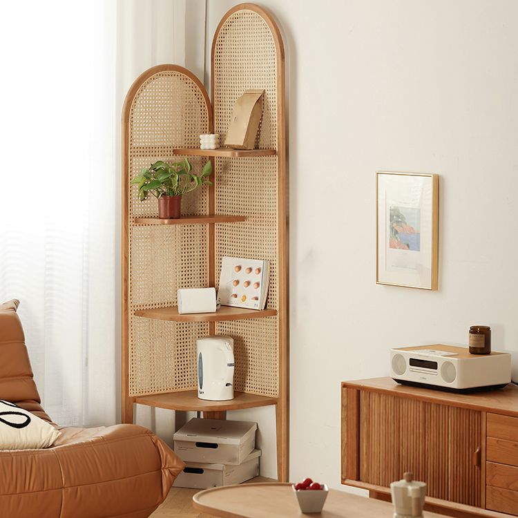 Contemporary Corner Bookshelf Wooden Closed Back Bookcase with Shelves