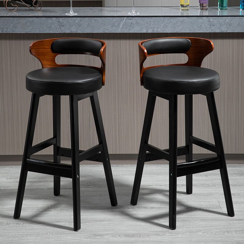 Industrial Style Low Back Bar-stool Wooden Bar Stool with Wooden Legs Clearhalo 'Bar Furniture' 'Bar Stools' 'bar_stools' 'Furniture' 'furniture_bar_stools' 'Kitchen & Dining Furniture' 1200x1200_ed9d41f9-6f24-4b79-a9e6-28ed02bc2db2