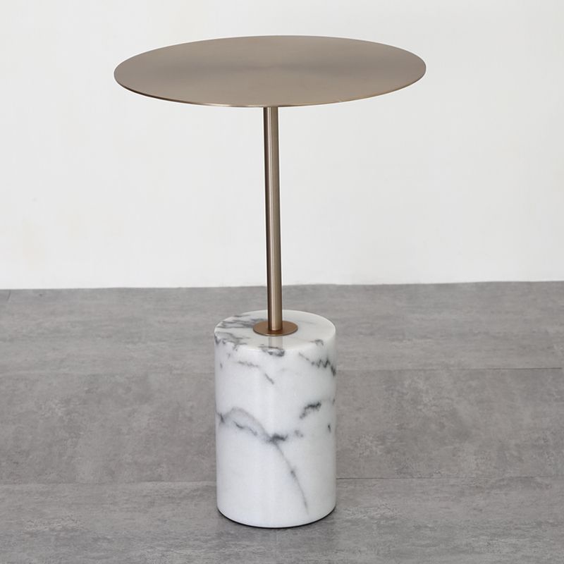 Iron and Marble End Table 11.8" Tall Mid-Century Round Drum Side Table Clearhalo 'Coffee & Accent Tables' 'End & Side Tables' 'end_side_table' 'end_side_tables' 'furn' 'furn_end_side_tables' 'Furniture' 'furniture_end_side_table' 'Living Room Furniture' 1200x1200_eda0cf64-530b-4012-9958-59a47d230ba4