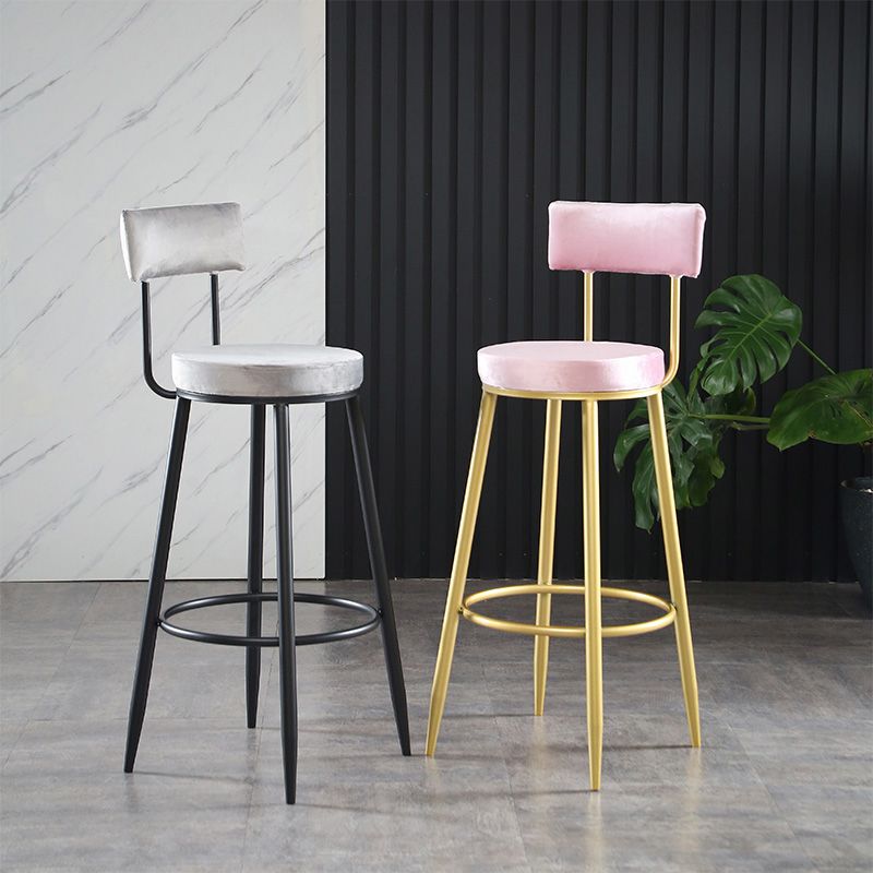 Industrial Metal Footrest Bar Chair Round Upholstered Bar Stool Clearhalo 'Bar Furniture' 'Bar Stools' 'bar_stools' 'furn' 'furn_bar_stools' 'Furniture' 'Kitchen & Dining Furniture' 1200x1200_eda178ba-3b38-489f-b605-973c803bdd56