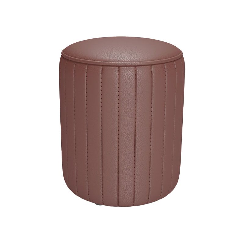 Solid Color Leather Standard Stool Modern Style Simple Round Cushion Stool Clearhalo 'furn' 'furn_ottomans_poufs' 'Furniture' 'Living Room Furniture' 'Ottomans & Poufs' 'ottomans_poufs' 1200x1200_eda48202-3d26-4259-8019-40f0475d2c8a