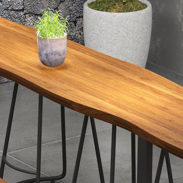 Tavolo da bar del patio in slitta industriale tavolo da bar in legno massello e metallo in naturale