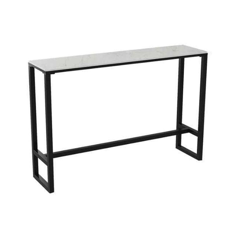 Glam Rectangle Faux Marble Pub Bar Table Iron Bar Dining Table with Trestle Pedestal Clearhalo 'Bar Furniture' 'Bar Tables' 'bar_tables' 'furn' 'furn_bar_tables' 'Furniture' 'furniture_bar_tables' 'Kitchen & Dining Furniture' 'kitchen&dining_furn' 'kitchen' 1200x1200_edabf2d1-35c5-43fd-9226-c036fe2dfb99