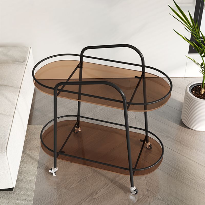 Modern Double Tier Corner Table Glass Side End Table with Storage Clearhalo 'Coffee & Accent Tables' 'End & Side Tables' 'end_side_tables' 'furn' 'furn_end_side_tables' 'Furniture' 'Living Room Furniture' 1200x1200_edaf9827-f99e-438a-80eb-2dc645def89e