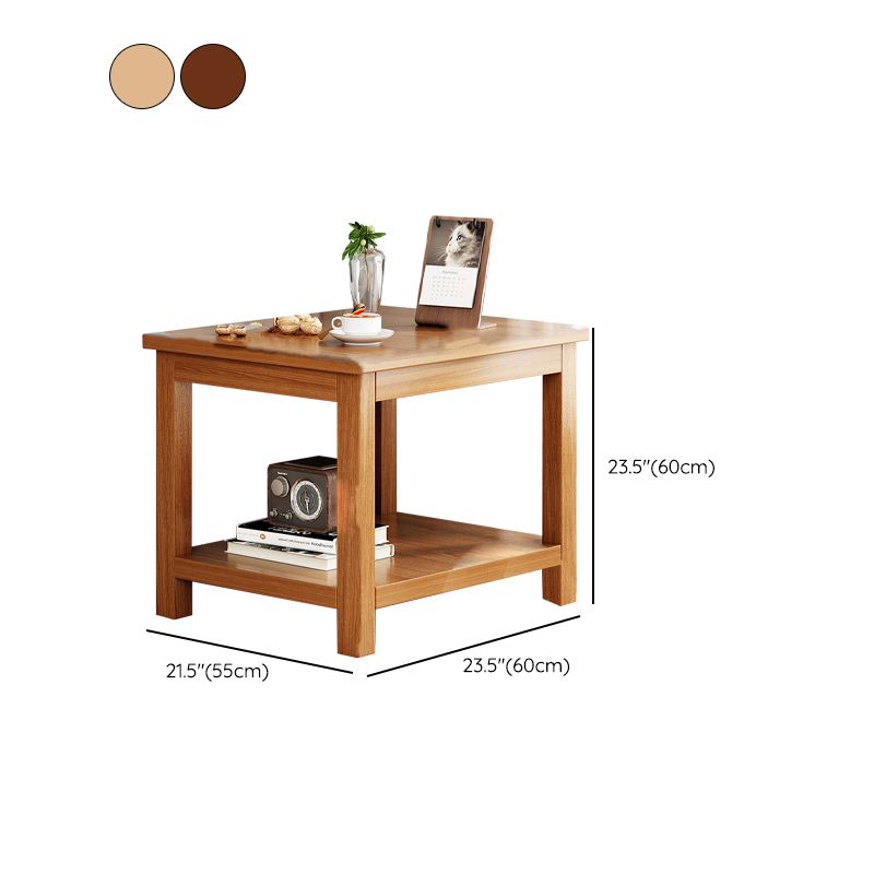 Contemporary Side Table Double Tier Wood Accent Side Table with Shelf