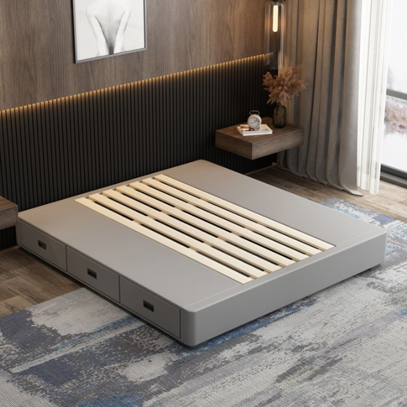 Eigentijdse lage matras inbegrepen bedframe grijs gestoffeerd getuft bed met 3 laden