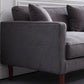 Fabric Slipcovered Sofa Dark Grey Square Arm Sofa with 3 Pillows