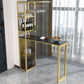 Glam Style Bar Table 42-inch Height Stone Top Pub Table with Cupboard