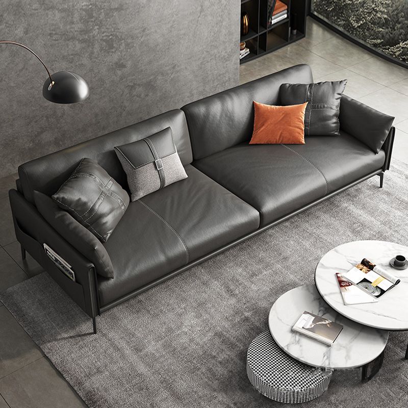 Stain Resistant Bench Seating Leather Standard Cushions Settee Furniture in Grey Clearhalo 'furn' 'furn_sofas' 'Furniture' 'furniture_sofas' 'kitchen' 'kitchen_sofas' 'Living Room Furniture' 'Sofa' 'sofas' 1200x1200_edb39b36-e2e5-44ab-9383-29cfef830d1f
