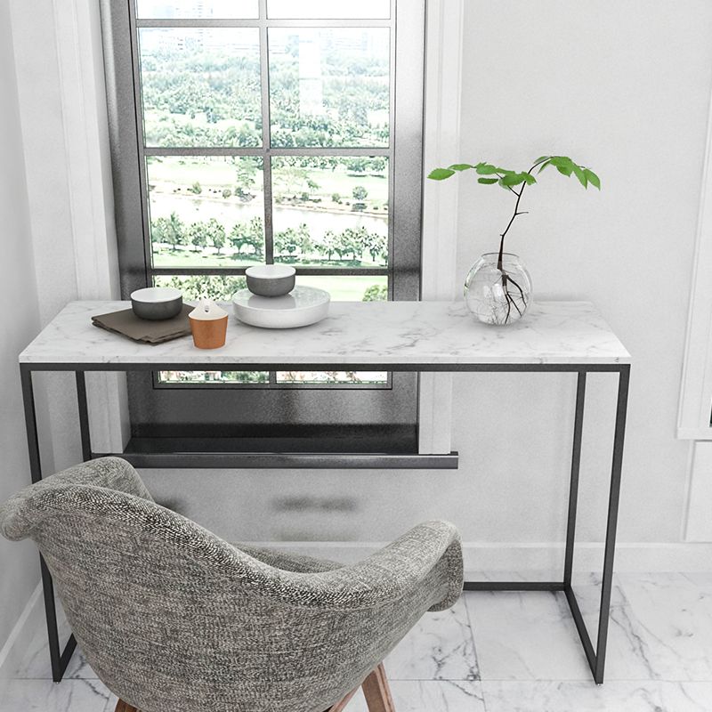 Tavolo da divano di divano rettangolo di ferro in marmo glam tavolo da console con telaio resistente