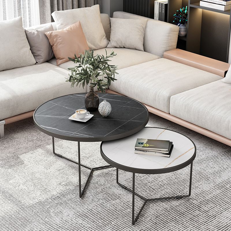 Pedestal Base Iron Coffee Table Included Round 2 Nesting Cocktail Table in Clear Clearhalo 'Coffee & Accent Tables' 'Coffee Tables' 'coffee_tables' 'furn' 'furn_coffee_tables' 'Furniture' 'furniture_coffee_tables' 'Living Room Furniture' 1200x1200_edb48014-92ac-433b-bb30-e19987e59673