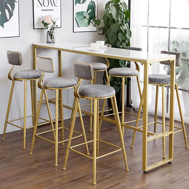 Tavolo da pub rettangolare in tavolo da bistrot lussuoso bianco con base di cavalletto in metallo