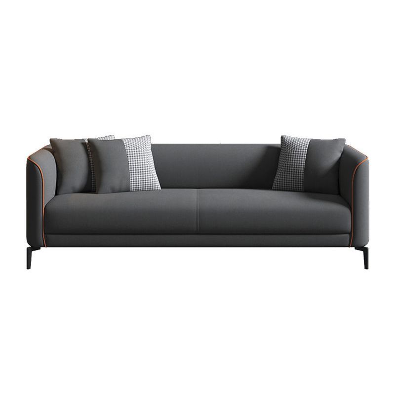 Faux Leather Sofa 25.59" D x 25.59" H Tuxedo Arm Sofa for Living Room Clearhalo 'furn' 'furn_sofas' 'Furniture' 'Living Room Furniture' 'Sofa' 'sofas' 1200x1200_edb665cd-5e06-432b-bea4-2462c41e2cfa