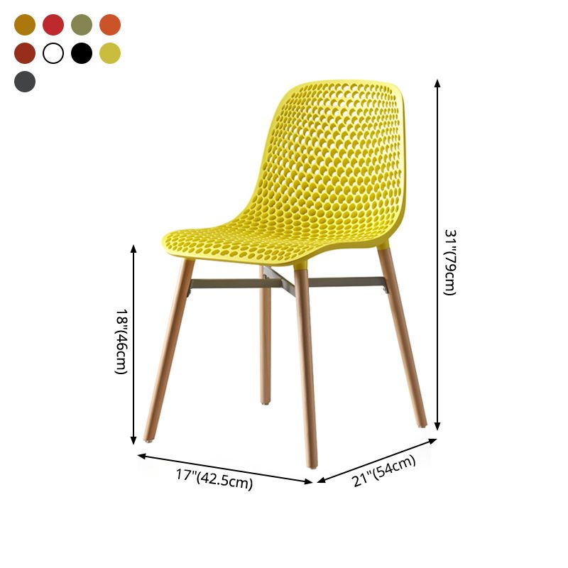 Scandinavian Style Plastic Dining Armless Chair Solid Back Chair with Wooden Legs Clearhalo ' kitchen&dining_furn' 'Dining Chairs' 'Dining Tables & Seating' 'dining_chair' 'furn' 'furn_dining_chair' 'Furniture' 'furniture_dining_chair' 'Kitchen & Dining Furniture' 'kitchen' 1200x1200_edb6c7da-e7e4-47a3-94e9-8c3efcac8d7a