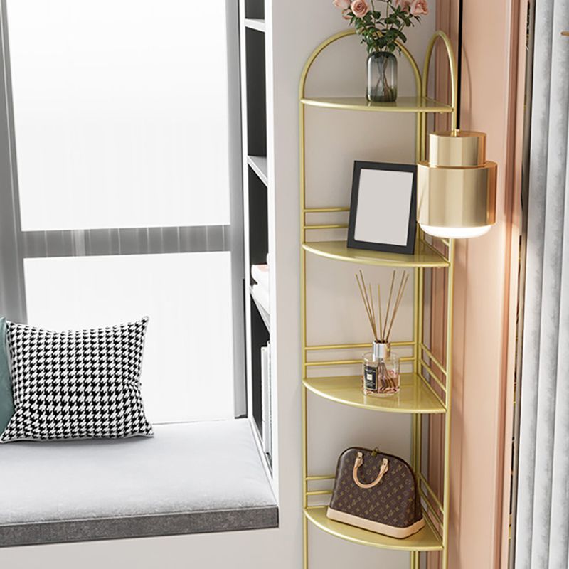 Moderne Bücherregal -Ecke Metal Open Back Regal Bücherregal mit Regalen für Wohnzimmer