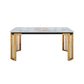 Rectangle White Top Dining Table Traditional Luxury Dining Table with Gold Frame