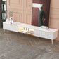 Glam Style Stone TV Stand White Colour Enclosed Storage TV Console