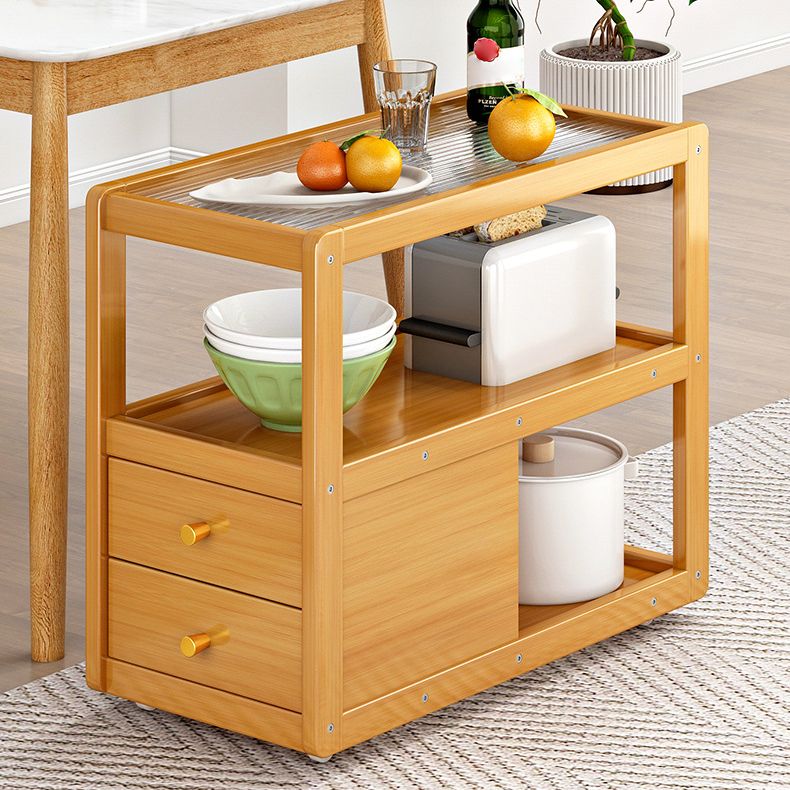 Table de chevet en bois et en verre table de nuit minimaliste moderne avec roulettes