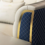 Faux Leather Luxurious Sectional Sofa Tufted Flared Arm Sectional