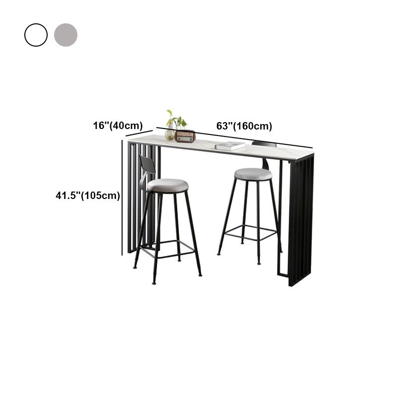 Modern Marble Table with Rectangle Table Top Black Sled Table - 42" H Clearhalo 'Bar Furniture' 'Bar Tables' 'bar_tables' 'furn' 'furn_bar_tables' 'Furniture' 'furniture_bar_tables' 'Kitchen & Dining Furniture' 1200x1200_edbaab7e-4ced-4f2d-a9a5-2c5b13c26f5f
