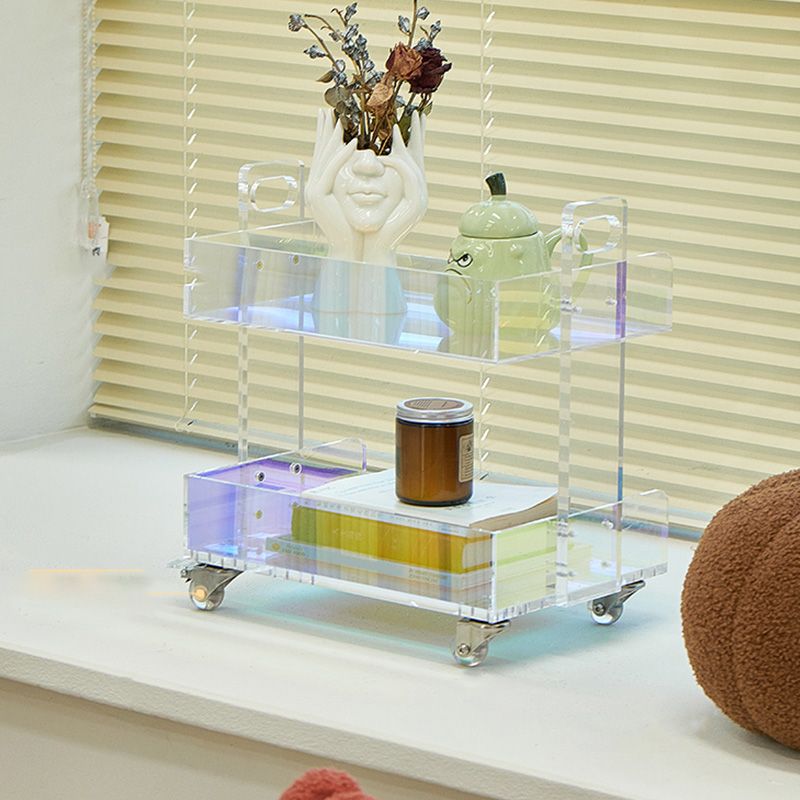 Modern Acrylic Rectangular End Table Double Tier Corner Table with Storage Clearhalo 'Coffee & Accent Tables' 'End & Side Tables' 'end_side_tables' 'furn' 'furn_end_side_tables' 'Furniture' 'Living Room Furniture' 1200x1200_edbba1f6-64d7-4444-85e6-77fcf67a2973