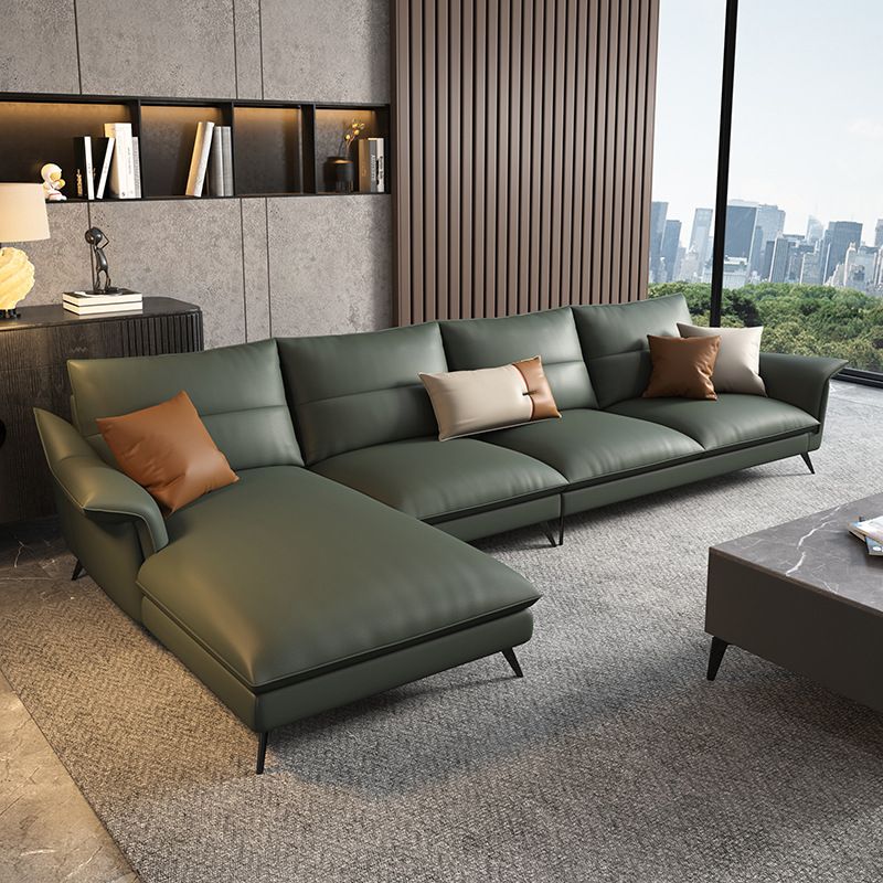 Sofá de sala de estar de cuero con brazo acampanado estacionario de Glamam