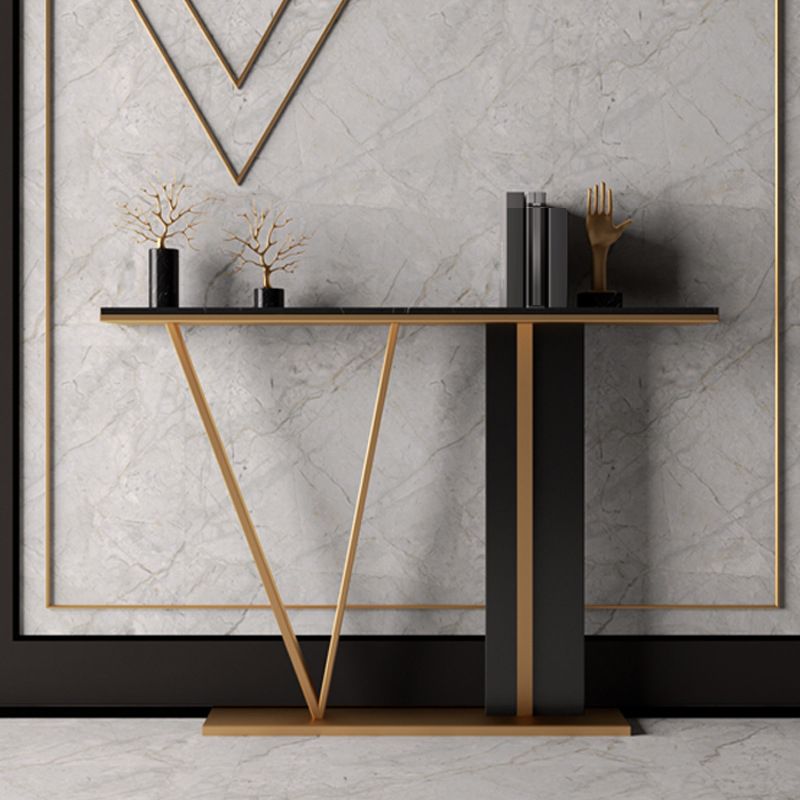 Glam Scratch Resistant Console Table Stain Resistant Stone Console Sofa Table for Hall Clearhalo 'Console Tables' 'console_tables' 'Entry & Mudroom Furniture' 'furn' 'furn_console_tables' 'Furniture' 1200x1200_edbd87b2-f369-40fb-978e-6458b9e3aad5