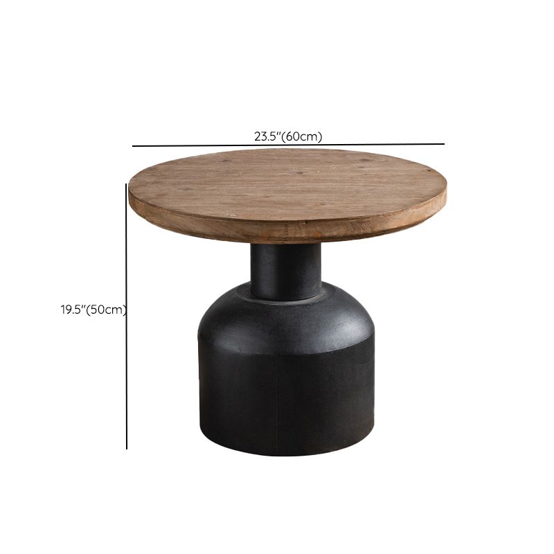 フランスのカントリーウッドラウンドトップサイドテーブル鉄台座エンドテーブル