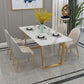 Glam Iron Dinette Set 1/2/5/7 Pieces Rectangle Dining Table Set with White Sintered Stone