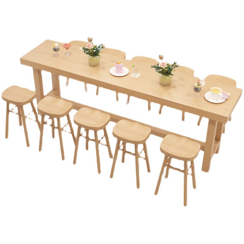 1/6/11 Pieces Modern Rectangle Pub Table Set Wooden Counter Table with Backless Stools Clearhalo 'Bar Furniture' 'furn' 'furn_home_bar_bar_sets' 'Furniture' 'Home Bars & Bar Sets' 'home_bar_bar_sets' 'Kitchen & Dining Furniture' 1200x1200_edc1939e-4626-4d70-859f-8ac93c696ce9