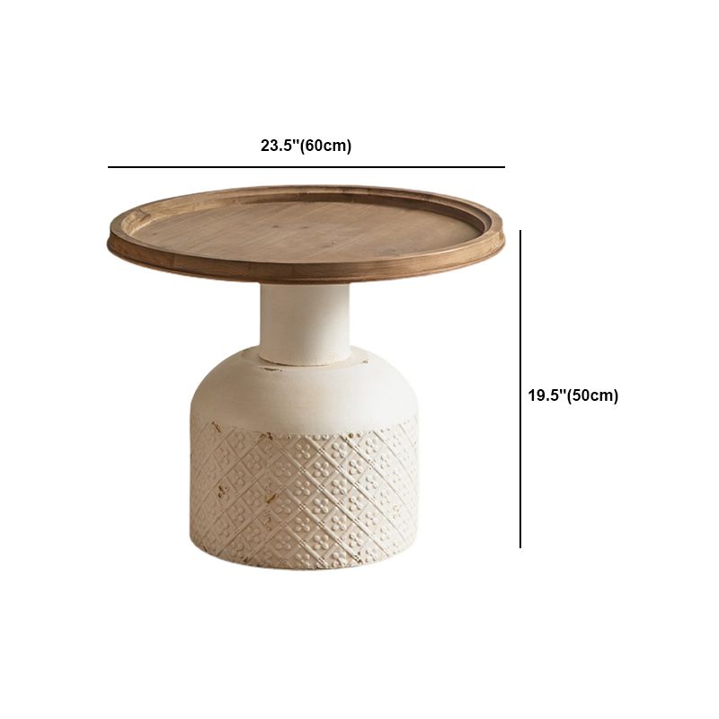 Rustic Iron Pedestal Round Wood Top Coffee Table - Distressed Surface Treatment Clearhalo 'Coffee & Accent Tables' 'Coffee Tables' 'coffee_tables' 'furn' 'furn_coffee_tables' 'Furniture' 'Living Room Furniture' 1200x1200_edc2064e-e710-4ec4-9185-3f8b8ba15061